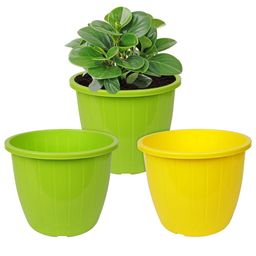 Kuber Industries 3-Pcs Yellow & Green Planters-19
