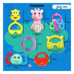 FunBlast Colourful Attractive Rattles and Teether (5 Pcs-Random Color and Design) image 3