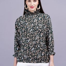 Jyoti Women Floral Printed High Neck Blouson Top-image-60