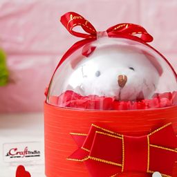 eCraftIndia Red & White Valentine Gift Box With Teddy & Flowers-image-53