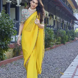 Nirmohi Fashion Embroidered Pure Georgette Saree-picture-57