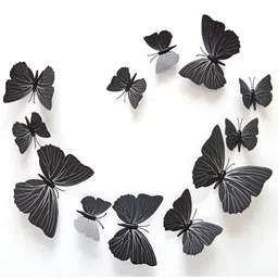 Jaamso Royals Black & White 12 Pieces Butterfly Printed Wall Stickers-image-99