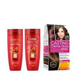 L'Oreal Paris Pack of 2 Colour Protect Shampoo & Casting Creme Gloss Hair Color - Brown-22