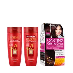L'Oreal Paris Pack of 2 Colour Protect Shampoo & Casting Creme Gloss Hair Color - Black-32