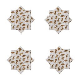 HANDICRAFT PALACE White & Brown 6 Pieces Printed Cotton Table Napkins-7