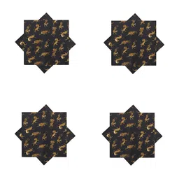 HANDICRAFT PALACE Black & Brown 6 Pieces Printed Square Cotton Table Napkins-28