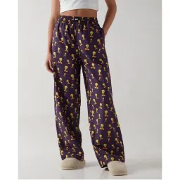 Bewakoof Women Purple All Over Printed Wide Leg Pyjamas-picture-14