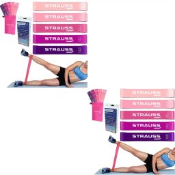Strauss Pack of 2 Exercise Silicone Resistance Bands - Multi Color-picture-47