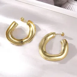 KRENOZ Gold-Plated Stainless Steel Geometric Twisted Drop Earrings-43