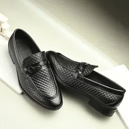 NICO NERINI Men Textured Leather Formal Loafers-picture-23