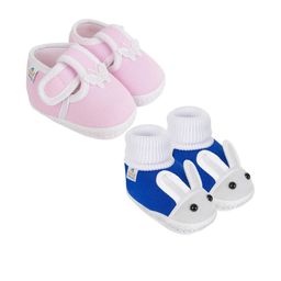 NESKA MODA Unisex Kids Pack Of 2 Cotton Rabbit & Butterfly Booties-picture-5