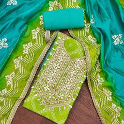 SAINOOR Printed Organza Semi-Stitched Dress Material-image-75