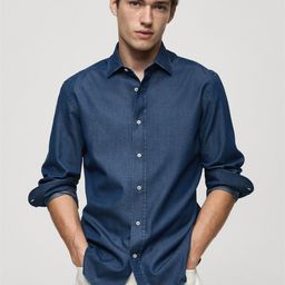 MANGO MAN Regular Fit Pure Cotton ChambrayShirt-image-68