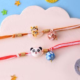 Aapno Rajasthan Set Of 2 Thread Rakhi With Roli Chawal & Greeting Card-image-28