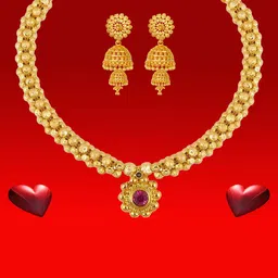 Heer Collection Gold-Plated Ethnic Matte Finish Jewellery Set-image-88