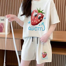 JC Mode Printed Round Neck T-Shirt With Shorts Co-Ords-image-95