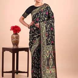 F FASHION Floral Zari Art Silk Kanjeevaram Saree-36