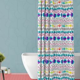 ArtzFolio White & Blue Printed Waterproof Shower Curtain-image-78