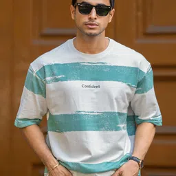 Maniac Men Striped Polo Collar T-shirt-image-45