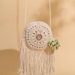 ITIHASIKALA Women Boho Tassel Crochet Sling Bag-30