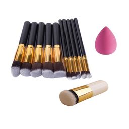 zemglam Set of 10 Makeover Makeup Brushes with 1 Beauty Blender & 1 Foundation Brush-10