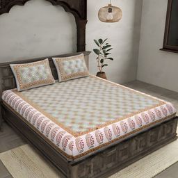 Bombay Spreads Grey & Green Floral 180 TC Cotton King Bedsheet Set 2.74 m X 2.25 m-image-8