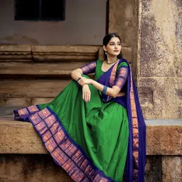MANMOHITSAREE Semi-Stitched Silk Lehenga & Unstitched Blouse With Dupatta image 3