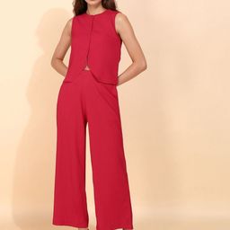 All About You Textured Round Neck Waistcoat With Trousers-picture-21