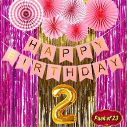 Shopperskart Second Birthday Decoration Kit Pink - Pack of 23-image-37