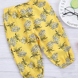 Kookie Kids Full Length Lounge Pants Flower Print - Yellow-picture-43
