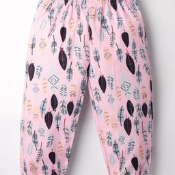 Kookie Kids Kookie Kids Full Length Lounge Pant Leaf Print - Pink-image-87