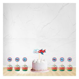 Untumble Aeroplane Cake & Cup Cake Topper - Pack of 25-4