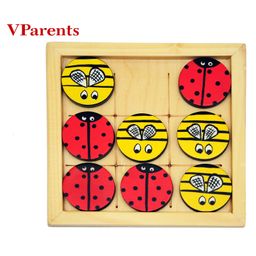 VParents Wooden Bug Bee Tic Tac Toe Board - Off White-12