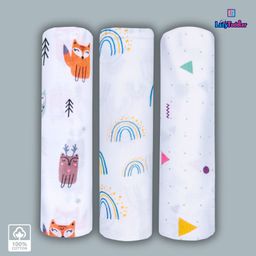 LazyToddler Cotton Organic Muslin Baby Swaddles Set of 3 - Multicolour-image-72