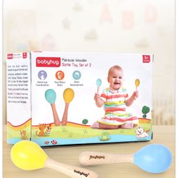 Babyhug Maracas Wooden Rattle Toy Set of 2-7