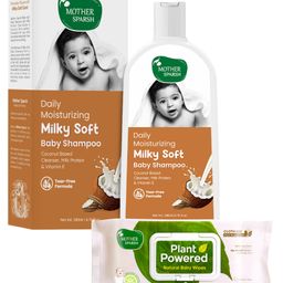 Mother Sparsh Daily Moisturizing Milky Soft Baby Shampoo - 200 ml & Plant Powered Natural Baby Wipes With Cucumber Extract - 60 Pieces-picture-8