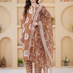 ARSA COUTURE Women Rust Kurta Sets-image-1