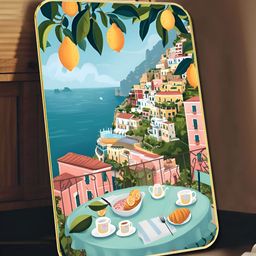 SAF Blue & Pink Mediterranean Coastline Balcony Wall Art-31