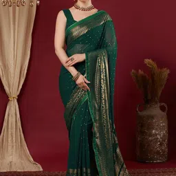 HERE&NOW Woven Design Zari Pure Georgette Tussar Saree-picture-17