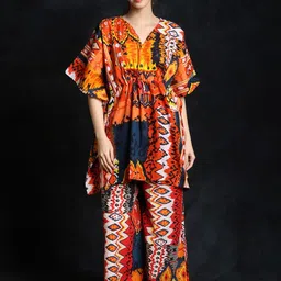 Exotic India Printed Pure Cotton Kaftan Style With Palazzo Co-Ords-picture-7