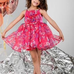 Foreverkidz Girls Floral Printed Budding Rose Bloom Dress-image-92