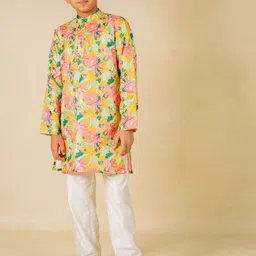 Jilmil Boys Floral Printed Satin Kurta with Pyjama-47