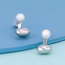 Kushal's Fashion Jewellery Rhodium-Plated Classic Pearl Beaded Drop Earrings-16