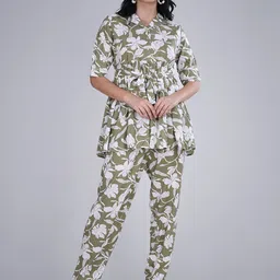 BAESD Printed Lapel Collar Pure Cotton Tunic With Trousers-16