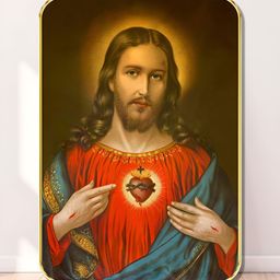 SAF Brown & Gold-Toned Jesus Printed Wall Art-8