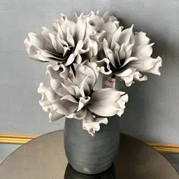 ERBA White & Grey Dahlia Artificial Flower-0