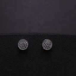 Silver by HM 925 Sterling Silver Rhodium-Plated CZ Studded Circular Shaped Studs-14