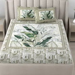 JAIPUR FABRIC Green 180 TC King Bedsheet with 2 Pillow Covers-image-53