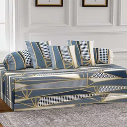 Arrabi 6-Pcs Grey & Yellow Printed Diwan Set-54