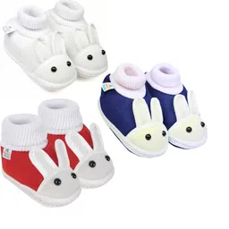 NESKA MODA 6 To 12 Months Infants 3 Pair Combo Pack Cute Soft Cotton Rabbit Booties-image-68